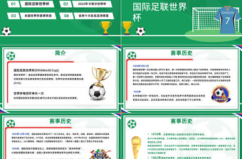 2022卡塔爾世界杯知識PPT藍色簡約風卡塔爾世界杯介紹課件模板下載