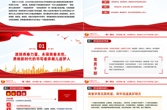 2022用青春的能動力和創(chuàng)造力激蕩起民族復興春潮PPT紅色黨政風黨支部黨員干部黨史學習教育專題黨建黨課課件模板下載