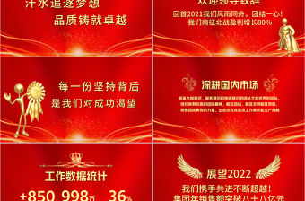 奔跑2022PPT黑金奢華年終頒獎典禮企業年會員工表彰大會舞臺背景模板