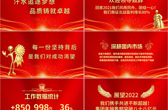 奔跑2022PPT黑金奢華年終頒獎典禮企業(yè)年會員工表彰大會舞臺背景模板