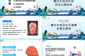2022佩戴頭盔摩托車(chē)交通安全PPT卡通風(fēng)守法規(guī)知禮讓安全文明出行課件模板