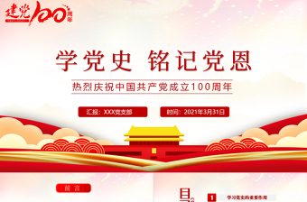 2021年建黨節(jié)學黨史銘記黨恩熱烈慶祝建黨一百周年PPT