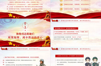 致敬戍邊英雄PPT紅色黨政風(fēng)學(xué)習(xí)新時(shí)代衛(wèi)國戍邊的人民子弟兵英勇事跡部隊(duì)黨課課件