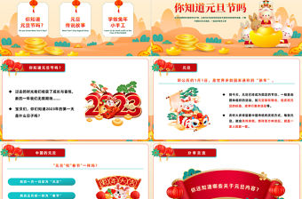 2023童心慶元旦快樂迎新年P(guān)PT童心慶元旦快樂迎新年兔年新年快樂主題班會(huì)課件模板