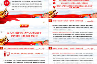 2022推動(dòng)新時(shí)代黨的對外工作高質(zhì)量發(fā)展PPT紅色精美風(fēng)黨員干部學(xué)習(xí)教育專題黨課黨建課件