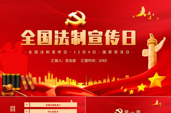 全國法制宣傳日PPT紅色莊嚴弘揚憲法精神建設法制中國憲法宣傳教育活動課件