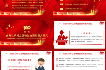 2021樹立正確黨史觀旗幟鮮明反對歷史虛無主義PPT慶祝建黨100周年專題黨史黨課PPT模板