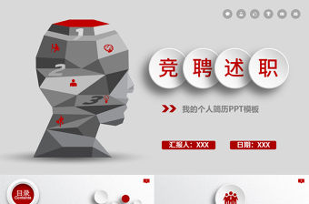 2019年紅色微立體崗位競聘PPT模板