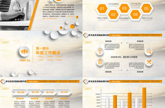創意橙色微立體工作總結ppt模板