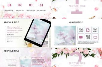 玫瑰花語小清新工作總結匯報模板