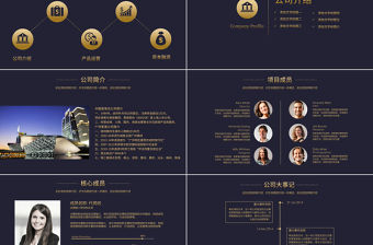 框架完整大氣黑金商業策劃書創業計劃書PPT