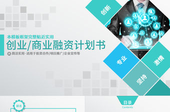 框架完整的創業計劃書商業融資計劃書PPT