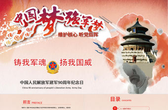 建軍節(jié)中國夢強(qiáng)軍夢維護(hù)核心PPT模板