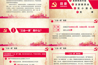 大氣簡約基層黨支部黨建工作三會一課PPT