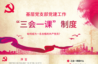 大氣簡(jiǎn)約基層黨支部黨建工作三會(huì)一課PPT