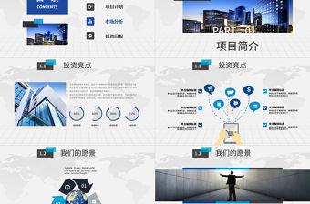 框架完整藍色時尚歐美大氣房地產商業計劃書PPT