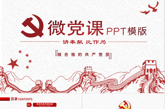 我是黨員我奉獻微黨課演講稿PPT模板