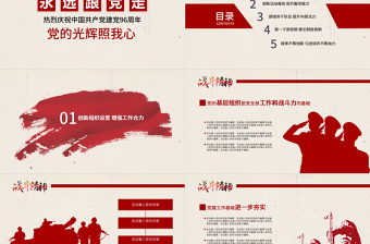 戰(zhàn)斗精神軍隊(duì)七一建黨96周年黨建PPT模版