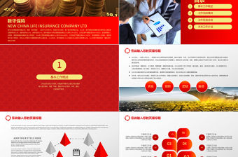 簡潔高雅商務風新華保險專用PPT模板