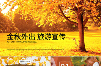 金秋外出秋天秋季楓葉時尚旅游宣傳PPT