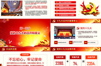 十九大報告ppt模板學習貫徹19大精神