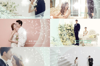 唯美粒子婚禮視頻電子相冊ppt模板背景