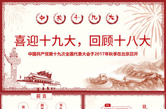喜迎十九大，回顧十八大PPT模板