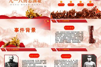 紀念九一八勿忘國恥主題PPT模板