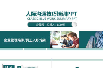 藍色商務人際交往技巧培訓動態PPT模板