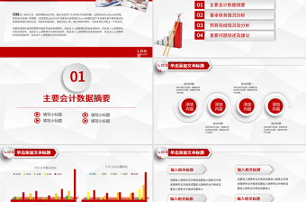 灰红色财务报告数据分析统计案例分析PPT模板幻灯片下载