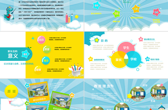 原創(chuàng)卡通清新新學(xué)年兒童小學(xué)幼兒園家長會PPT-版權(quán)可商用