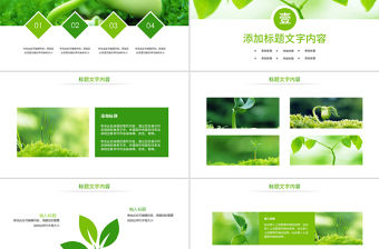 原創唯美綠色植物發芽植物生長敬畏生命PPT模板-版權可商用