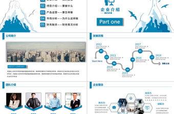 藍色商務風商業計劃書商務匯報展示融資路演PPT模板