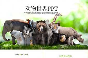 動物世界保護野生動物ppt動態(tài)模板