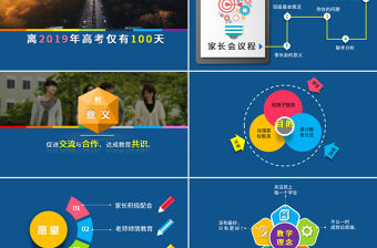 藍色高三沖刺家長會ppt模板幻燈片