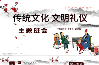 中國風(fēng)校園文明學(xué)生文明禮儀文化主題班會(huì)教育PPT模板