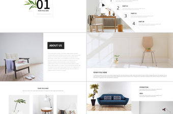 純白極簡唯美室內設計室內裝修ppt模板