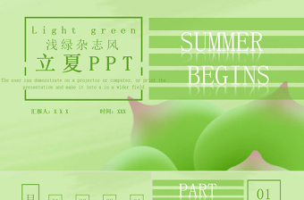 淺綠雜志風(fēng)立夏通用PPT模板
