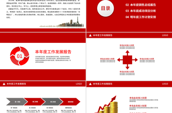 2019年紅色工作總結(jié)銷售工作匯報(bào)PPT模板幻燈片
