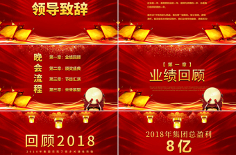 开门红中国红公司年会颁奖PPT模板