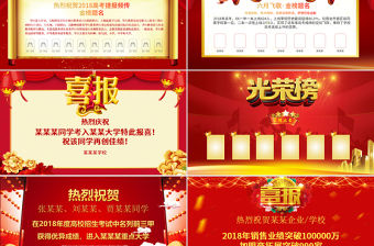 紅色喜慶學校企業喜報賀報ppt模板
