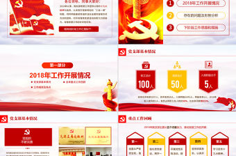 原創黨政機關黨支部黨建工作報告述職PPT-版權可商用