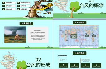 原創防御臺風防汛抗洪知識教育講座PPT模板-版權可商用