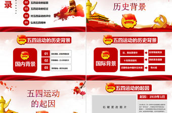 原創五四運動100周年五四精神中國夢青春夢PPT-版權可商用