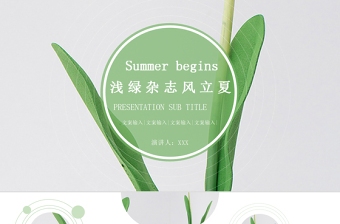 淺綠雜志風(fēng)立夏通用PPT模板