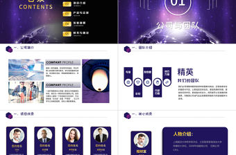 藍紫色大氣商務風企業融資招商項目商業計劃書創業計劃書PPT模板