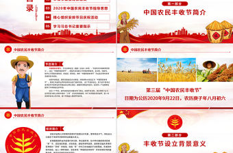 2020紅色黨建風中國農民豐收節鄉村振興三農黨建PPT
