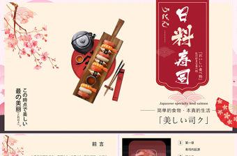 日系相冊(cè)風(fēng)日料壽司的形成與發(fā)展PPT模板