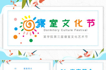 彩色溫馨校園寢室文化節宿舍文化動態展示PPT