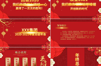 紅色立體矢量開門紅企業年會頒獎典禮PPT模板